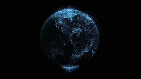 Planet earth made of particles. Globe made of digital noise. Big date.  Stock Footage 180522593
