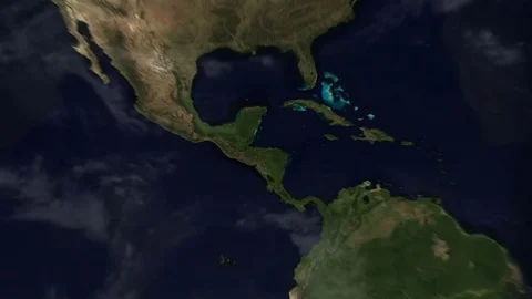 Planet Earth Map - Central America - Evening Time-lapse Stock Footage 76152635