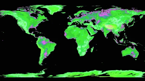 Planet Earth map with climate changing colors - looped animation Vidéo 88225846