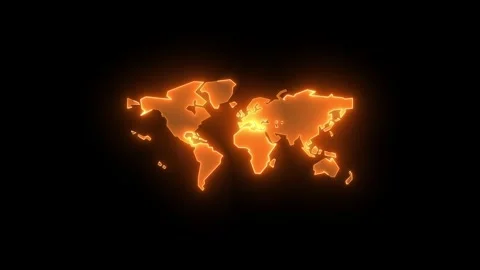 Planet earth map icon glowing neon brown color animation black background Stock Footage 273782329