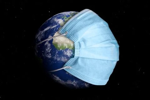 The planet earth with mask Stock Illustration