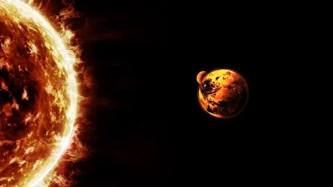 Planet earth with moon and sun in space Stock Footage 84630473