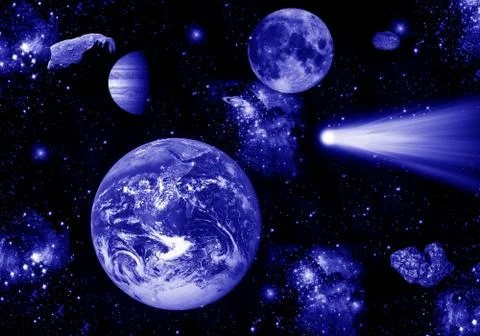 Planet earth with the moon background Stock Illustration