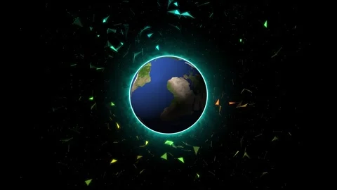 Planet earth with the moon, sun, star in the night. 3 d rendering. Stock Footage 277001655