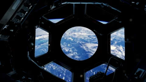 Planet Earth Moving Below ISS Window, Astronaut View From Space, 4K Stock Footage 327792606