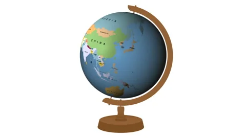 Planet Earth in moving. Desktop globe. The world map. 4K Video Stock Footage 133726184