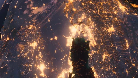 Planet Earth at Night. Arab countries Zoom Out. View from Space Orbit. Night Stock Footage 308638180