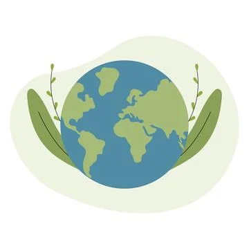 Planet earth or world globe with oceans and water flat vector color icon for Stock Illustration