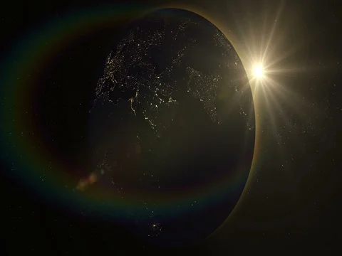 Planet Earth orbiting in 4K, looped, day and night, 3D animation, alpha Stock Footage 72646901