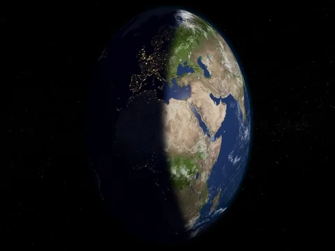 Planet Earth orbiting in 4K, looped, day and night, 3D animation, alpha Stock Footage 72647345