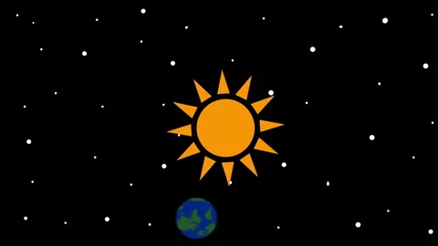 Planet earth orbiting the sun in a starry space background Stock Footage 340523127