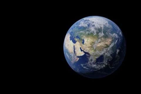 Planet Earth in outer space on the background of stars close-up, 3D render,El 스톡 일러스트