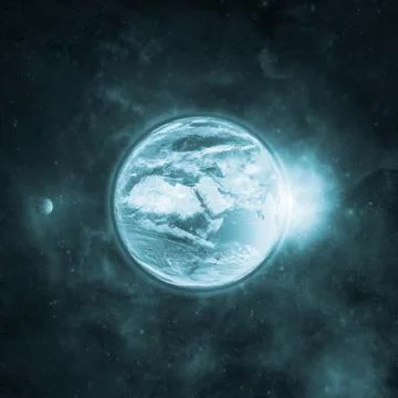 Planet earth in outer space with moon, atmosphere and sunlight Illustrazione stock