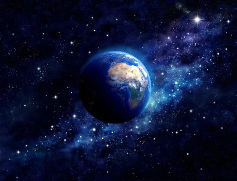 Planet Earth in outer space Stockfoto's