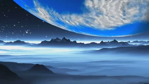 Planet Earth-like, Over The Alien Landscape Stock Footage 72297500