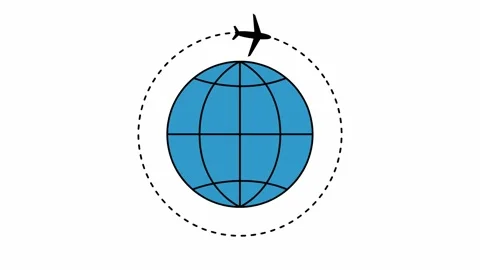 Planet earth with plane around 2 Stock Footage 122985471
