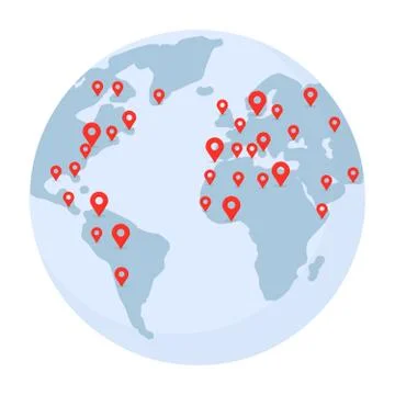 Planet Earth with pointer marks illustration Stock Illustration