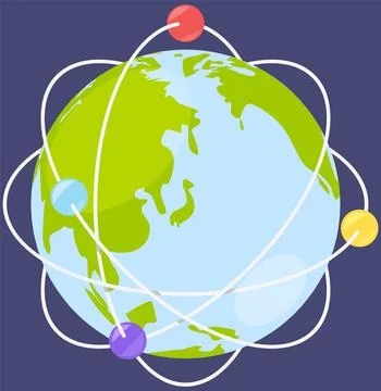 Planet Earth with points and connected dotted lines. Globe and worldwide Stock Illustration