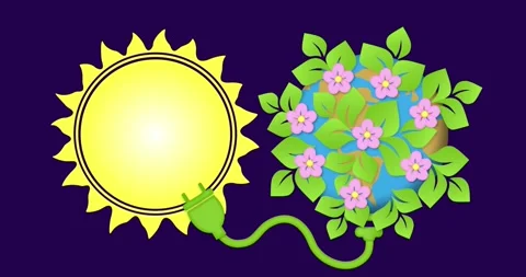 Planet Earth is powered by the Sun and flourishes. 4k animation Stock Footage 154448715