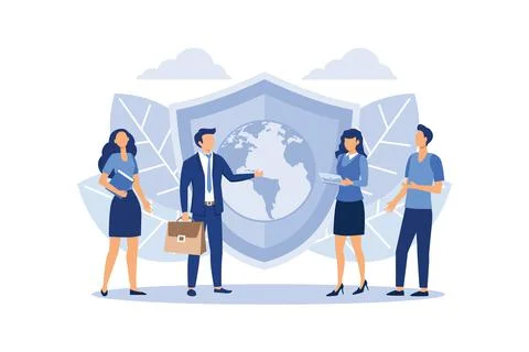 Planet earth protected, people save the planet flat vector illustration Stock-Illustration