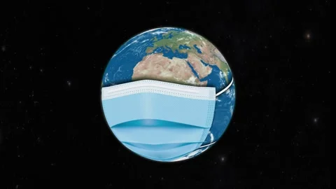 Planet Earth with Protective Mask Stock Footage 339018237