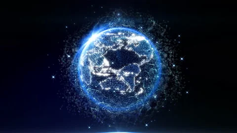 Planet Earth Realistic Digital Dot Particles Sphere Form Stock Footage 151692680