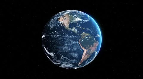 Planet earth with realistic geography surface and orbital 3D cloud atmosphere Stock Illustration
