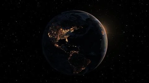 Planet earth with realistic geography surface and orbital 3D cloud atmosphere Illustrazione stock
