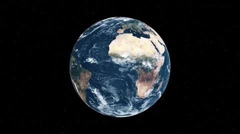 Planet earth with realistic geography surface and orbital 3D cloud atmosphere Illustrazione stock