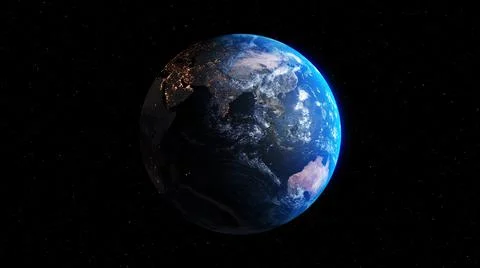 Planet earth with realistic geography surface and orbital 3D cloud atmosphere Illustrazione stock