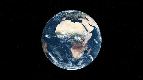 Planet earth with realistic geography surface and orbital 3D cloud atmosphere Stock Illustration
