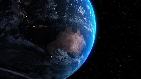 Planet earth with realistic geography surface and orbital 3D cloud atmosphere Illustrazione stock