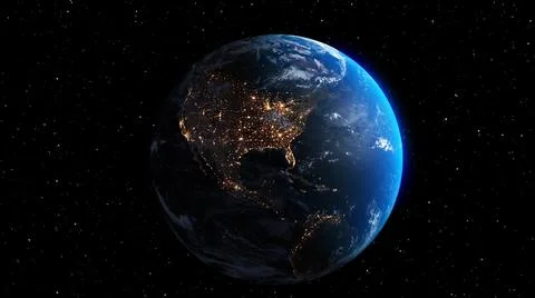 Planet earth with realistic geography surface and orbital 3D cloud atmosphere Stock Illustration