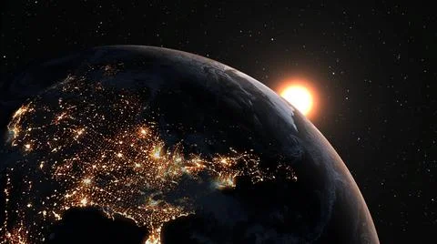 Planet earth with realistic geography surface and orbital 3D cloud atmosphere Stock Illustration