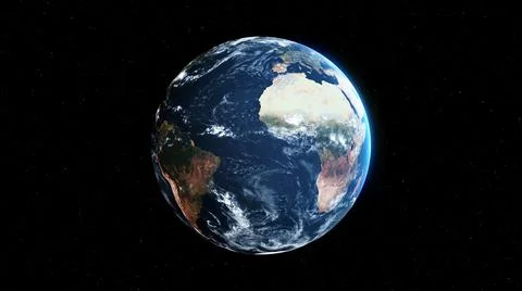 Planet earth with realistic geography surface and orbital 3D cloud atmosphere Illustrazione stock