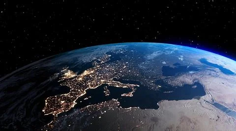 Planet earth with realistic geography surface and orbital 3D cloud atmosphere Illustrazione stock