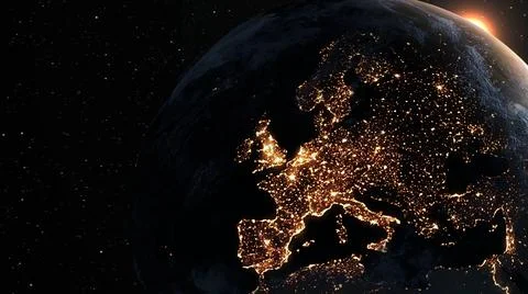 Planet earth with realistic geography surface and orbital 3D cloud atmosphere Illustrazione stock