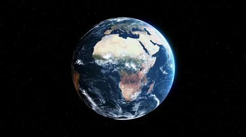 Planet earth with realistic geography surface and orbital 3D cloud atmosphere Illustrazione stock