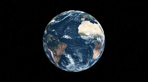 Planet earth with realistic geography surface and orbital 3D cloud atmosphere Stock Illustration