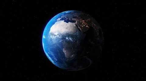 Planet earth with realistic geography surface and orbital 3D cloud atmosphere Stock Illustration