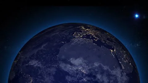 Planet Earth Realistic Loop with universe and sun in the background, looped.. Stock Illustration