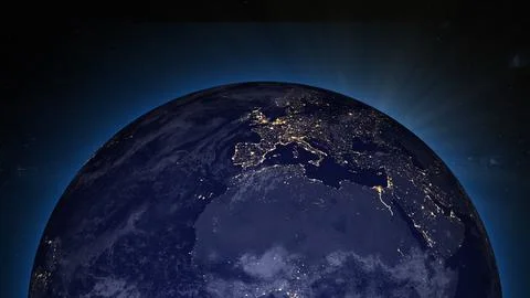 Planet Earth Realistic Loop with universe and sun in the background, looped.. Stock Illustration