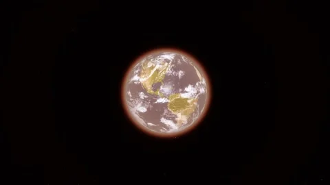 Planet Earth with a red atmosphere, planetary pollution, CO2 emissions Stock Footage 271628258