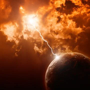 Planet earth in red space Illustrazione stock