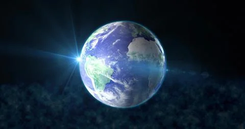Planet Earth rotates both in outer space and in the rays of the sun 4k animat Illustrazione stock