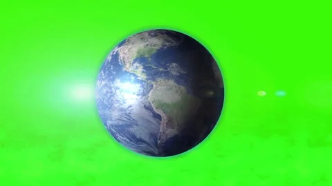 The planet Earth rotates on its axis on a green background. Planet chromakey. Video stock 220105813