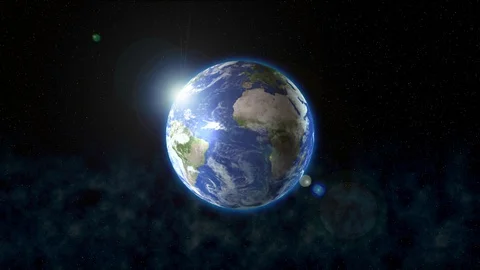 The planet Earth rotates in the night space Video stock 128220897