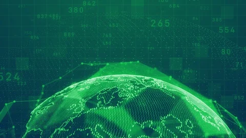 Planet earth rotating animation future technology business concept with plexus n Stock Footage 91366591