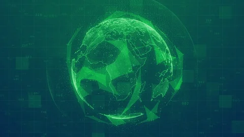 Planet earth rotating animation future technology business concept with plexus n Stock Footage 91366599