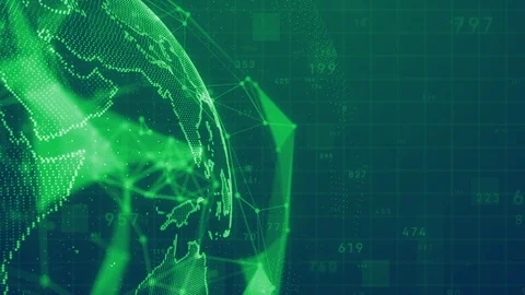 Planet earth rotating animation future technology business concept with plexus n Stock Footage 91367201